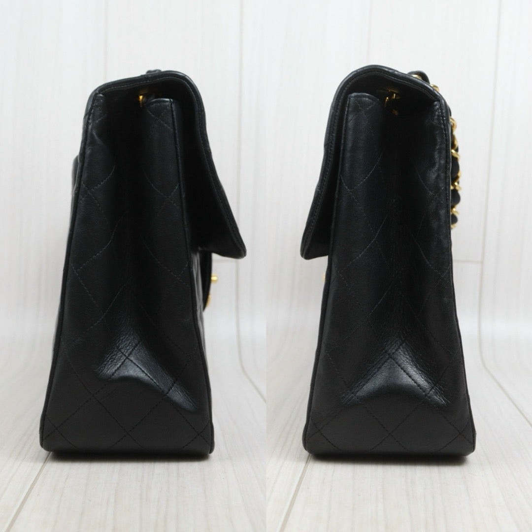 Include Entrupy Certificate of Authenticity｜Good ( Rank AB)｜ CHANEL Lamb Skin Matrasse Chain Single Flap34 Shoulder Bag Black Made in 1991-1994Year｜26091403