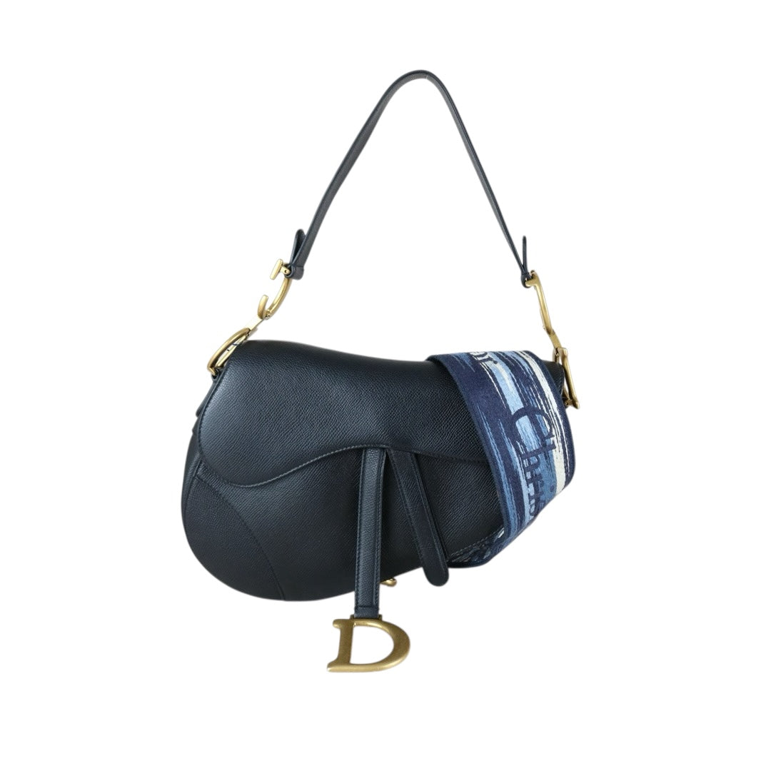 Very Good ( Rank A)｜Dior Trotter Saddle Shoulder Bag Medium Black Current Model｜S25090403