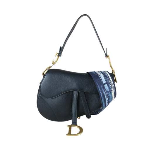 Very Good ( Rank A)｜Dior Trotter Saddle Shoulder Bag Medium Black Current Model｜S25090403