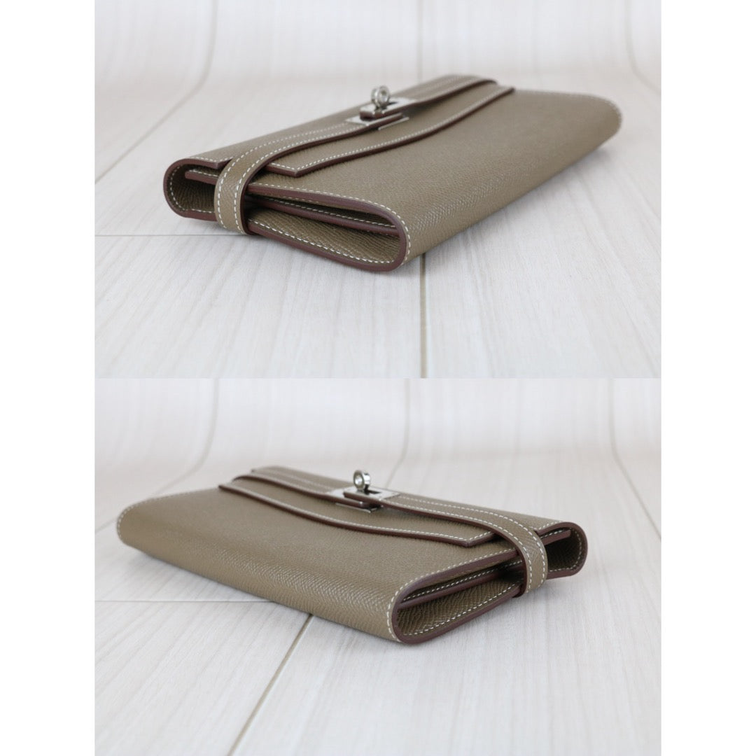 Very Good ( Rank A)｜ HERMES Epsom Kelly Wallet Etoupe Gray □X Stamp Made In 2016Year｜X25110337