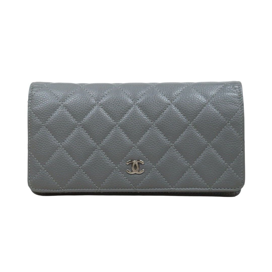Good ( Rank AB)｜Chanel Caviar Skin Grey Long Wallet Made In 2009-2010Year ｜26010904