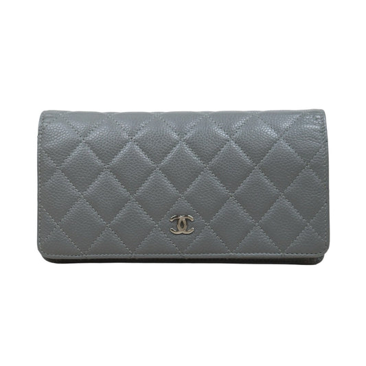Good ( Rank AB)｜Chanel Caviar Skin Grey Long Wallet Made In 2009-2010Year ｜26010904