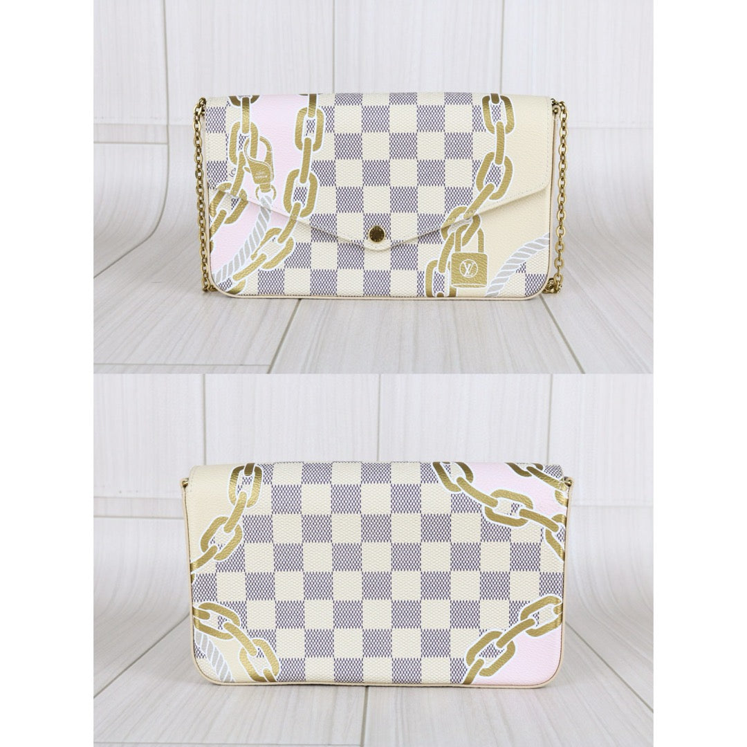 Excellent（Rank SA）｜ LV Damier Azur Nautical Pochette Felicie Shoulder Bag｜X25012704