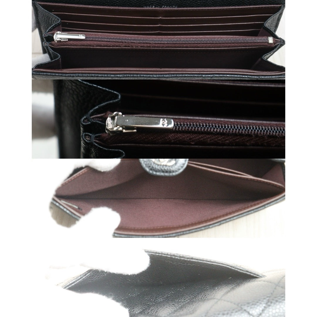 Include Entrupy Certificate of Authenticity｜Very Good ( Rank A)｜CHANEL Caviar Skin Black Long Wallet Made In 2020-2021Year｜26071307