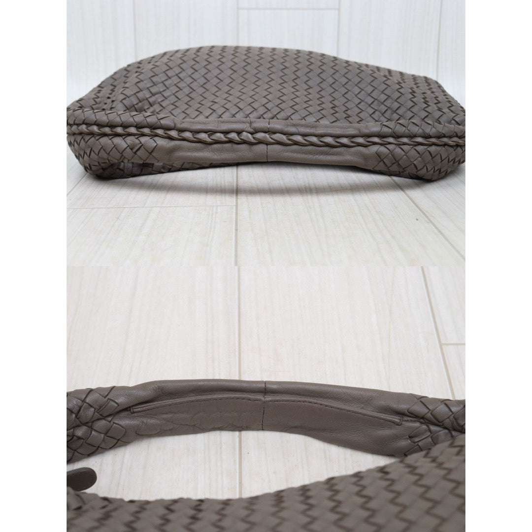 Very Good ( Rank A)｜ Bottega Veneta Lamb Skin Braid Shoulder Bag Gray｜H25052511