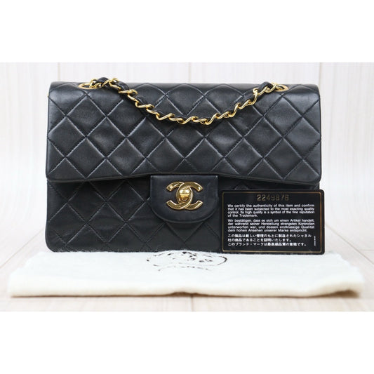 Good ( Rank AB)| CHANEL Matrasse Double Flap 23 Shoulder Bag Small Made In 1991~1994Year|P24110106