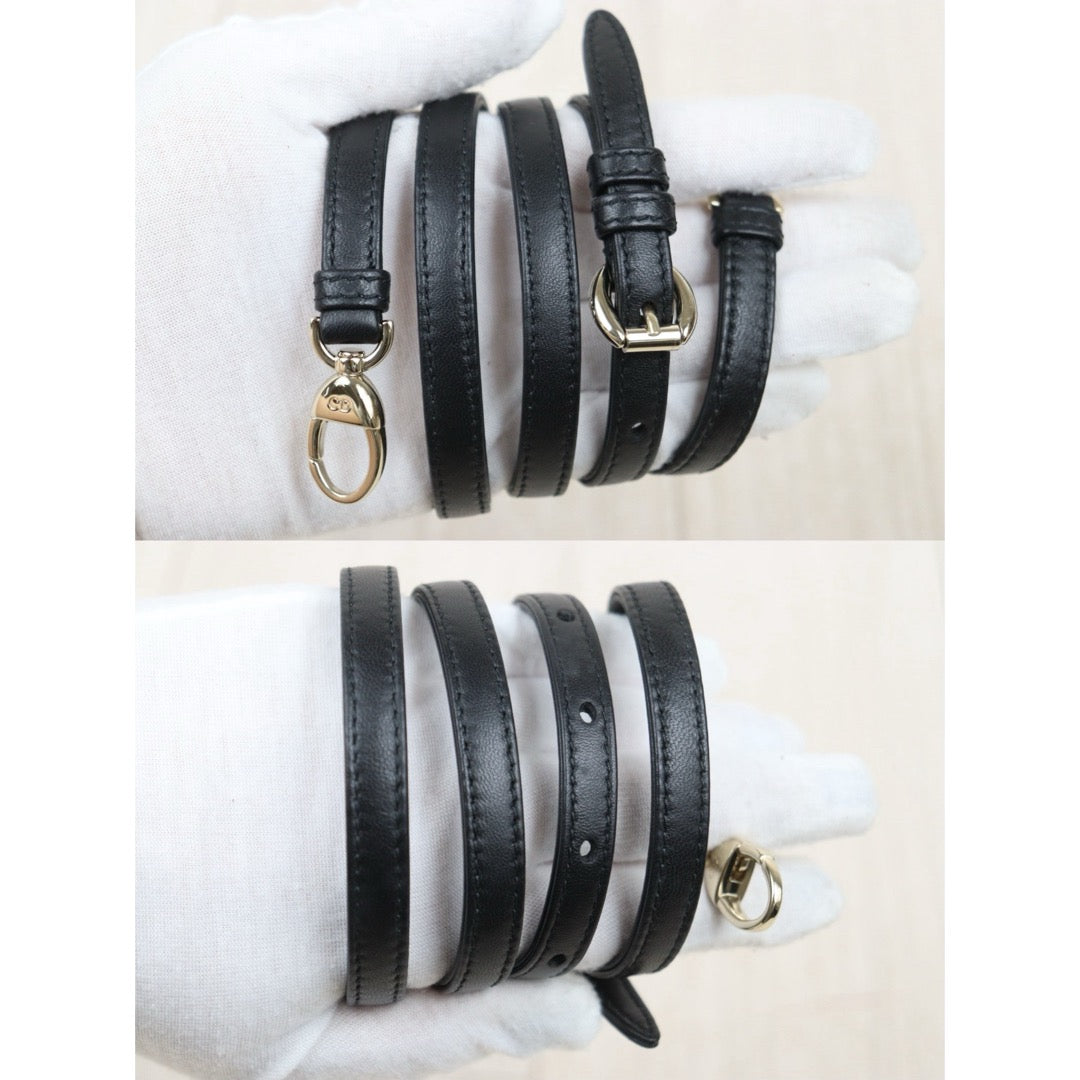 Very Good ( Rank A) ｜  Dior Mini Lady Dior Lamb Skin 2WAY Shoulder Bag Handbag Black  ｜S25110431