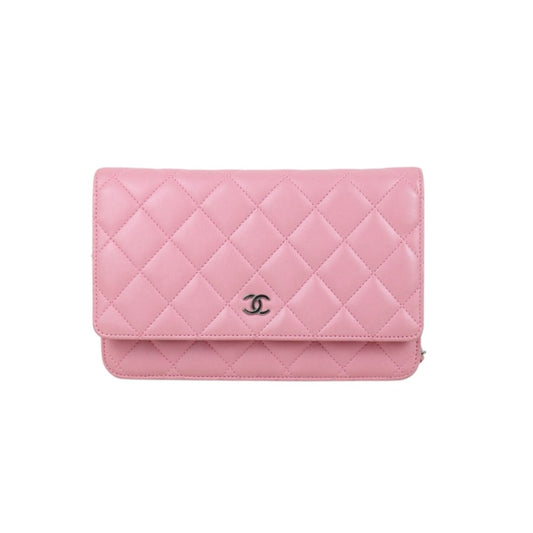 Include Entrupy Certificate of Authenticity｜Good ( Rank AB) ｜CHANEL Lambskin Cherry Blossom Pink WOC Chain Bag Made in 2012-2013 Year｜S26081902