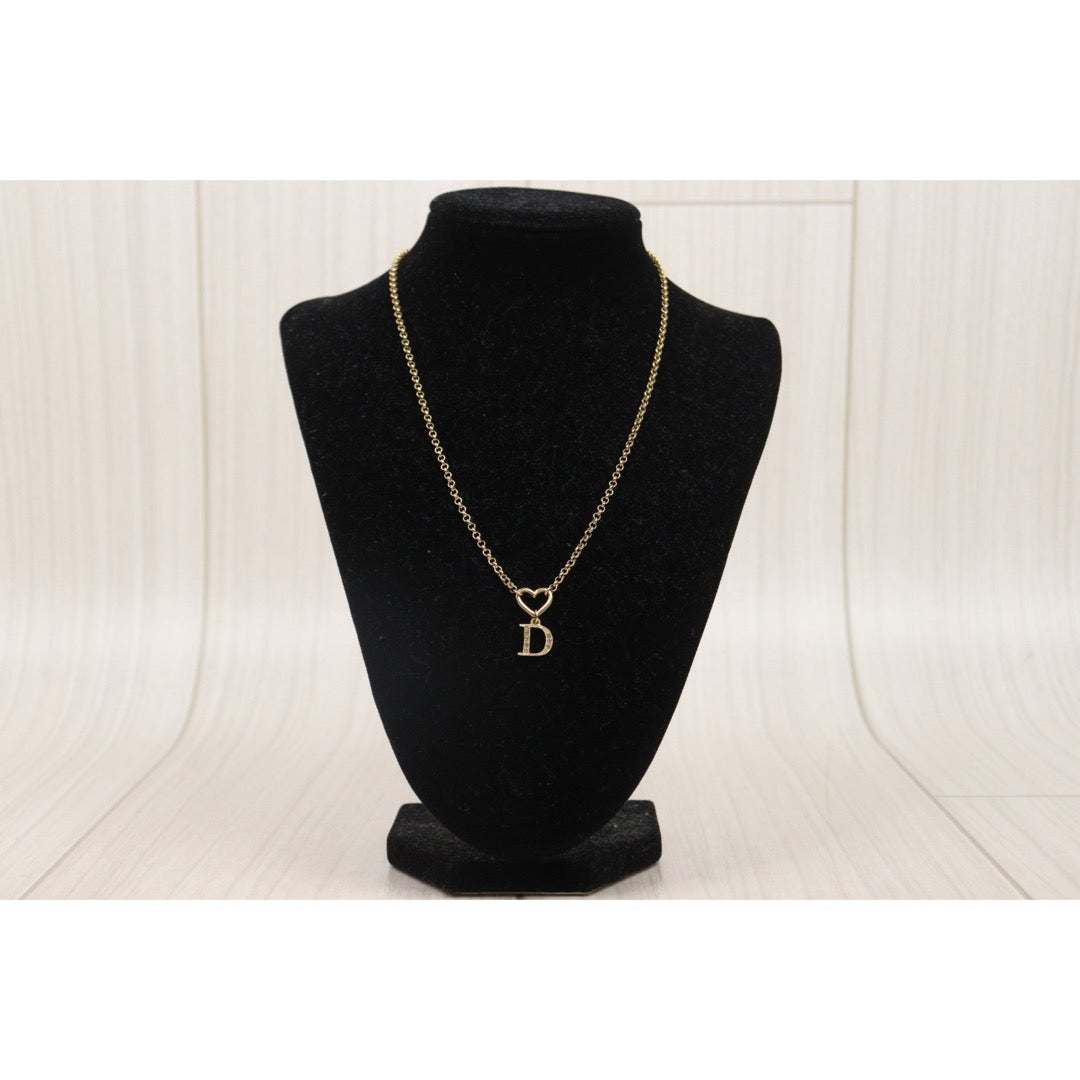 Good ( Rank AB)｜ Dior  Heart＆D Necklace Golden Plated ｜V25071015
