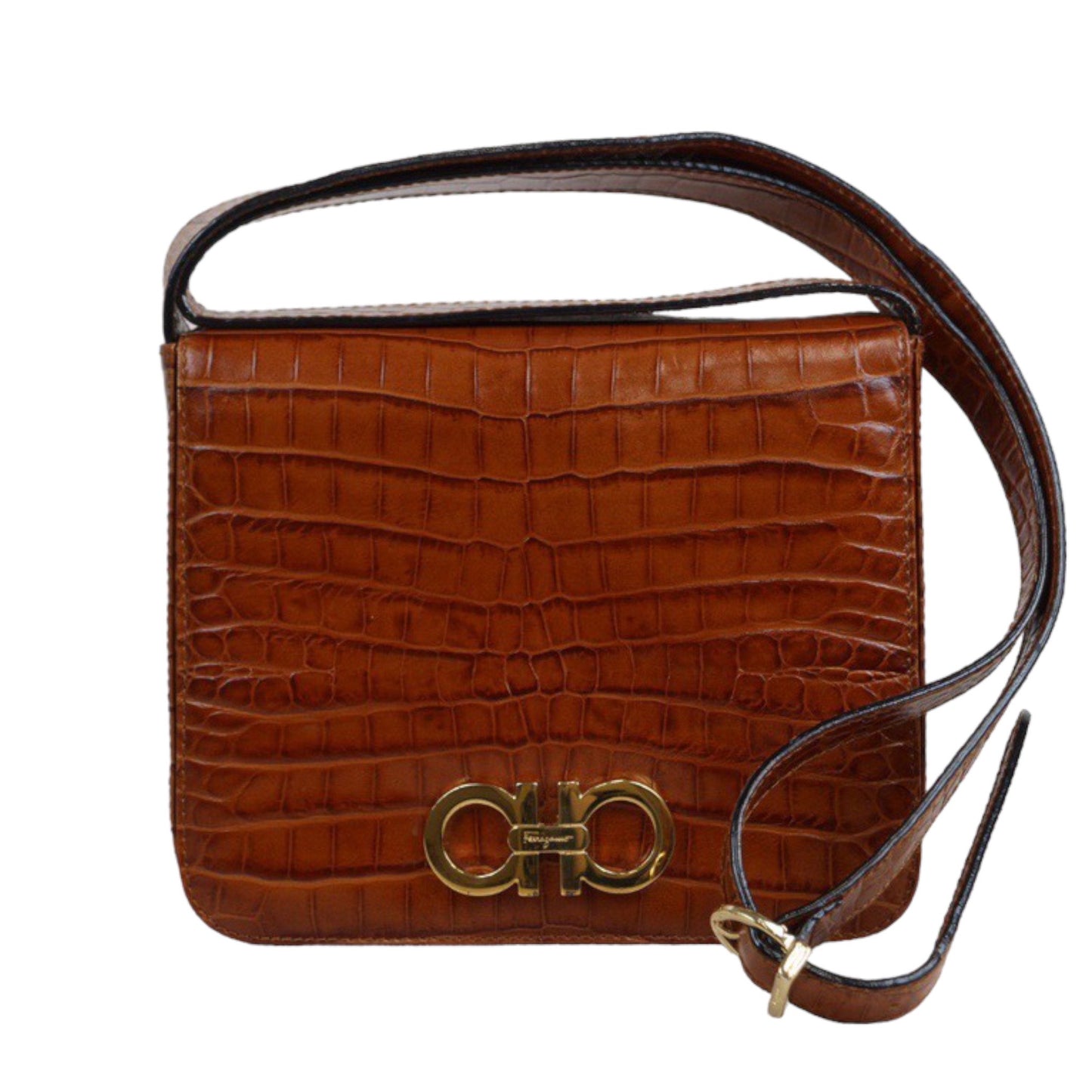 Rank AB ｜Ferragamo Croc-Embossed Cross-Body Shoulder Bag｜23112111