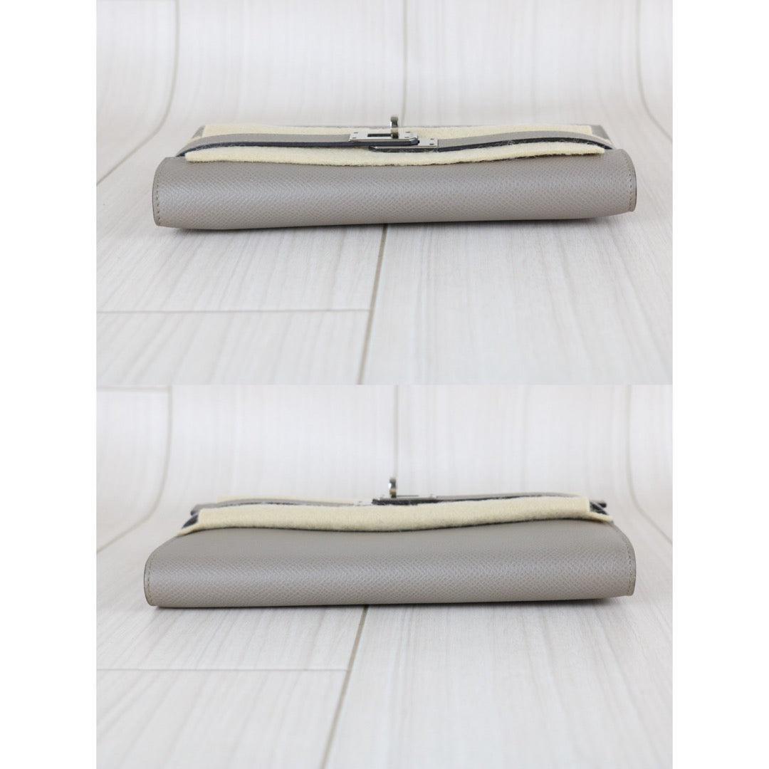 Include Entrupy Certificate of Authenticity｜Excellent（Rank SA)｜ HERMES Epson Kelly Long Wallet  C Stamp Gris Asphalte Made In 2018Year｜W26030403