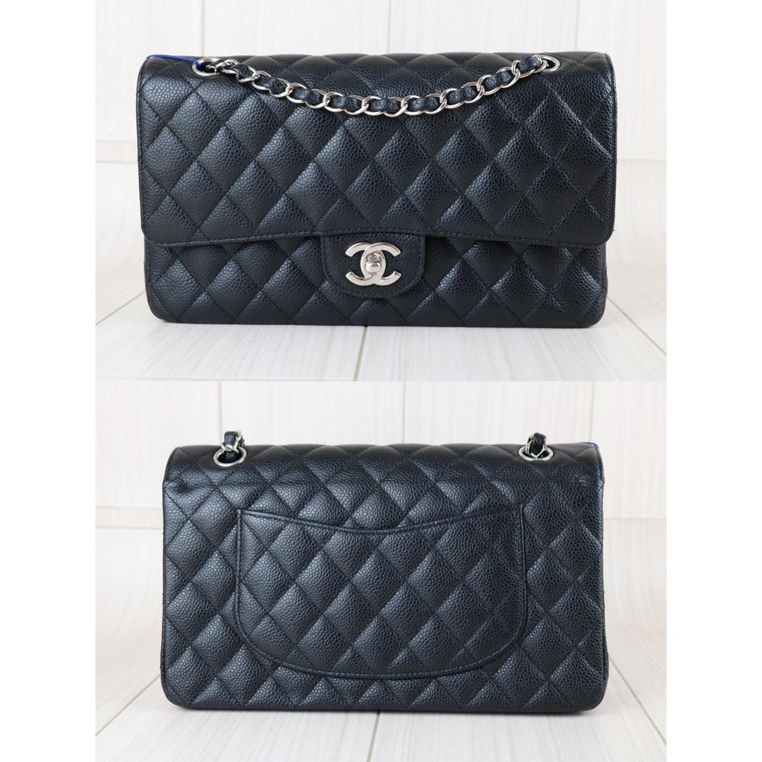 Include Entrupy Certificate of Authenticity｜Very Good ( Rank A)｜ CHANEL Caviar Skin Calf Leather Double Flap 25 Shoulder Bag Karl Lagerfeld Signed Limited Edition Made in 2008-2009 Year｜X26040822