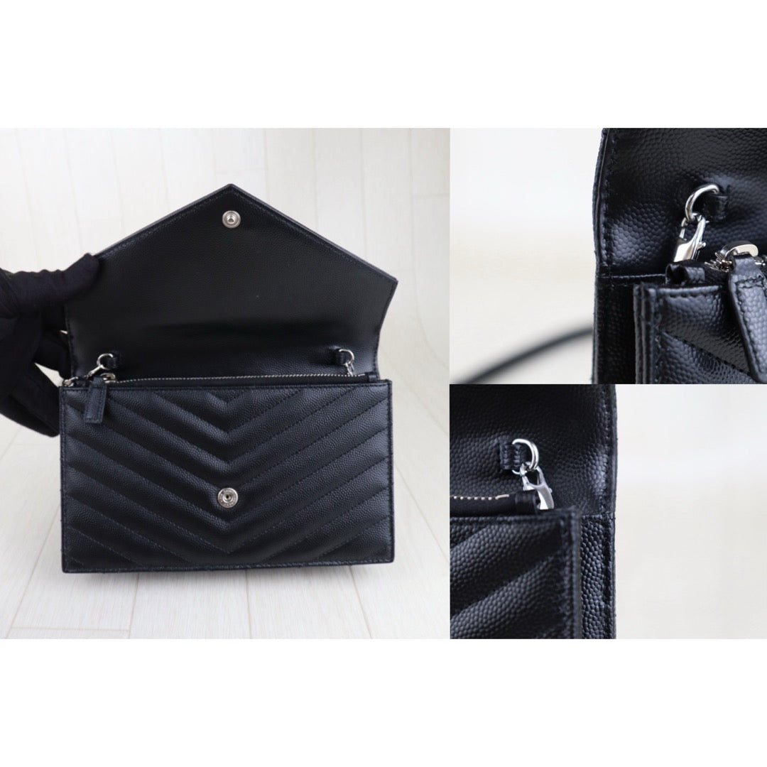 Excellent（Rank SA）｜  Saint Laurent YSL Caviar Skin Calf Leather Wallet Black｜S25092805