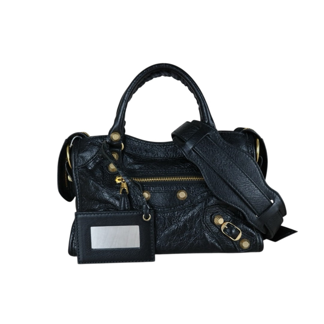 Good ( Rank AB)｜Balenciaga Goatskin edge Mini Classic City Black HandBag Shoulder Bag ｜S26012701