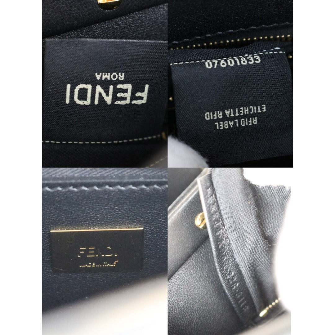 Excellent（Rank SA） ｜ FENDI Calf Leather Peekapoo iconic mini Handbag With Shoulder Bag Black｜S25111802