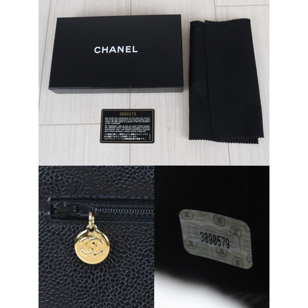 Rank A ｜Chanel Caviar Skin Black Wallet｜V23092128