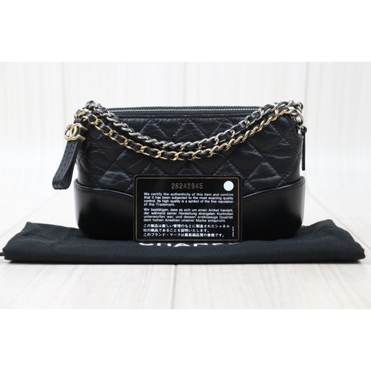 Rank A|Chanel Mini Gabrielle Aged Calfskin Shoulder Bag Black Made in 2018-2019Year|S24051804