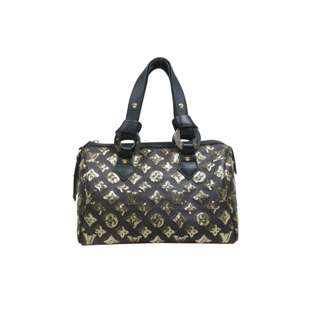 Include Entrupy Certificate of Authenticity｜Good ( Rank AB) ｜ Louis Vuitton Monogram Sequin Mixed leather Speedy 30 Hand Bag ｜S26080618