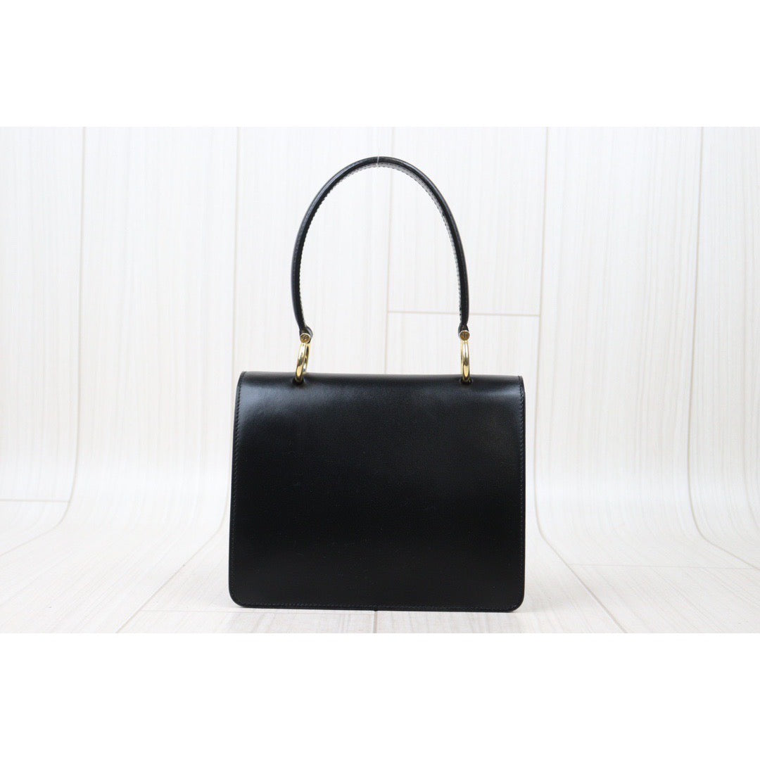 Rank A｜ CELINE Vintage Box Calf Leather Hand  Bag Black｜24060305