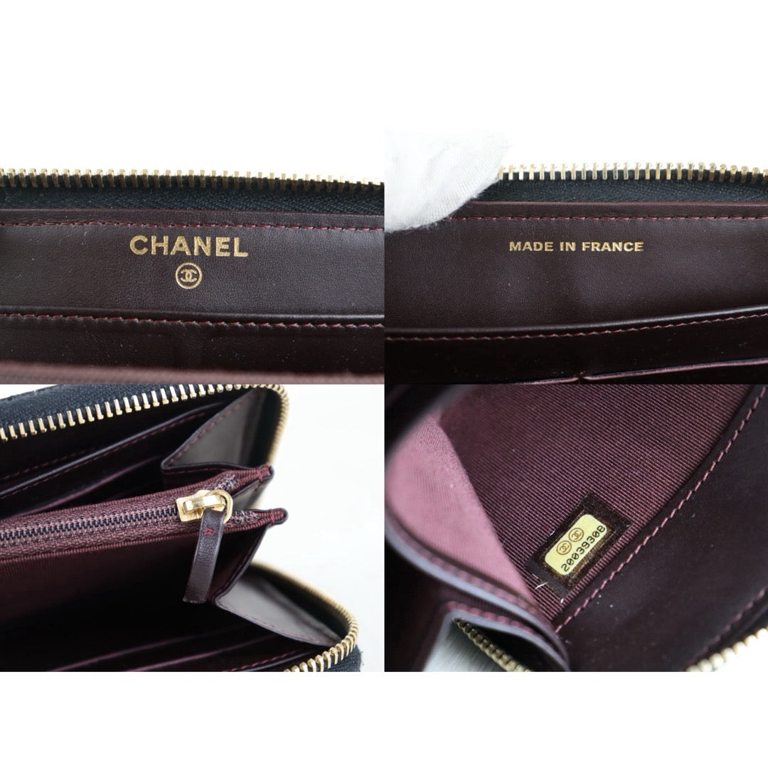 Include Entrupy Certificate of Authenticity｜Very Good ( Rank A)｜CHANEL Matlasse Caviar Skin Classic Long Zip Wallet Black Made In 2014-2015 Year｜S26080104
