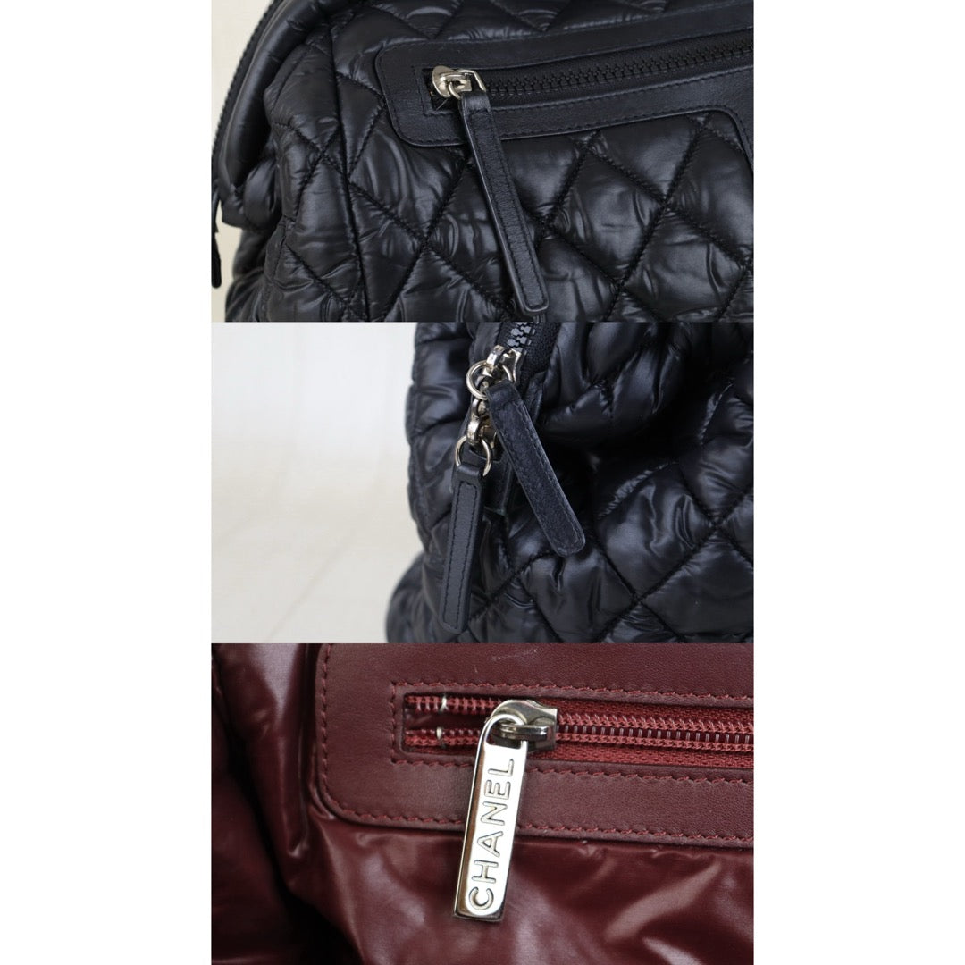 Include Entrupy Certificate of Authenticity｜Very Good ( Rank A)｜ CHANEL COCOON Down Tote Hand Bag  Black Made in 2011Year ｜H26011402