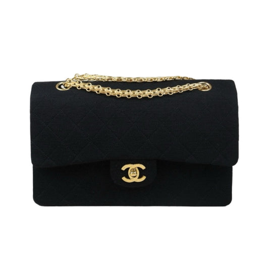 Rank A ｜ CHANEL Canvas Double Flap 25 Shoulder Bag Black Made In 1986-1988Year｜ 24072303