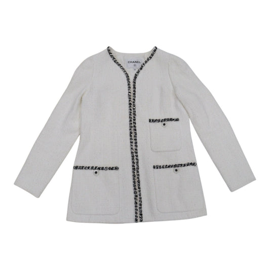 Very Good ( Rank A) ｜ CHANEL 22P Cotton Tweed White Coat 36 size  ｜W25102101