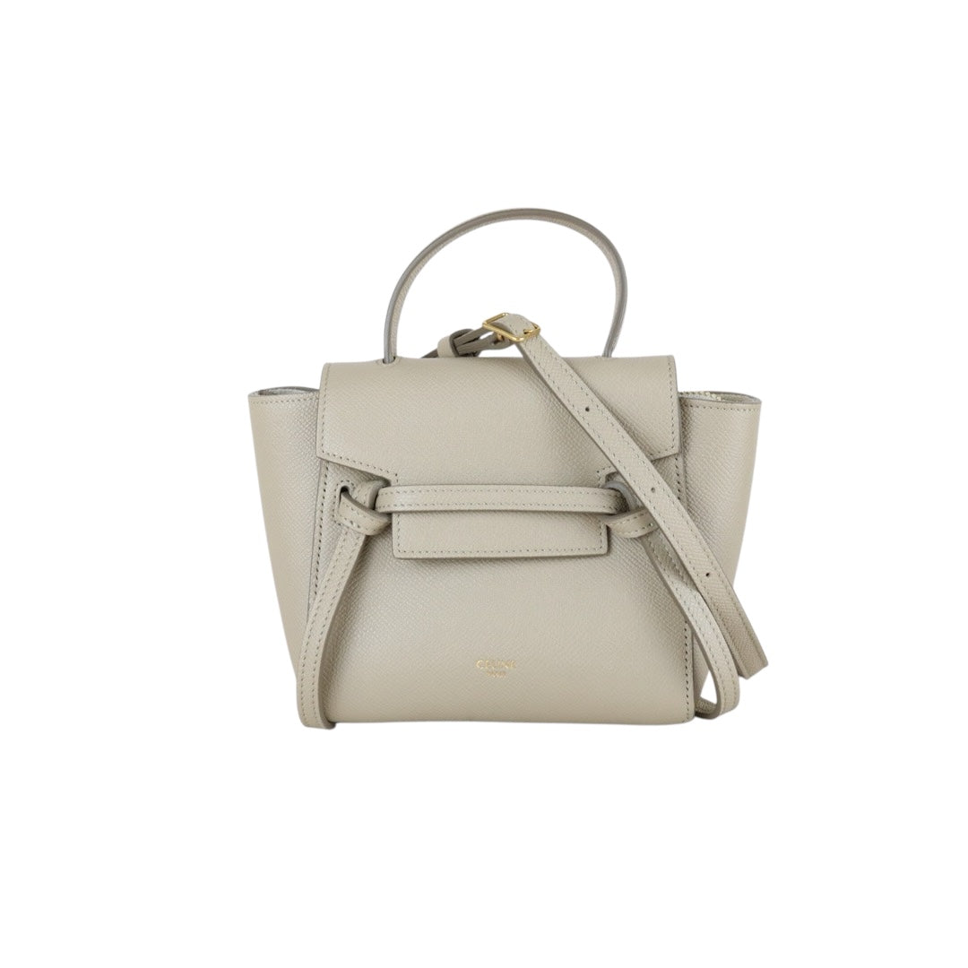 Very Good ( Rank A)｜CELINE Calf Leather Belt Pico Handbag Shoulder Bag Beige｜S25070708