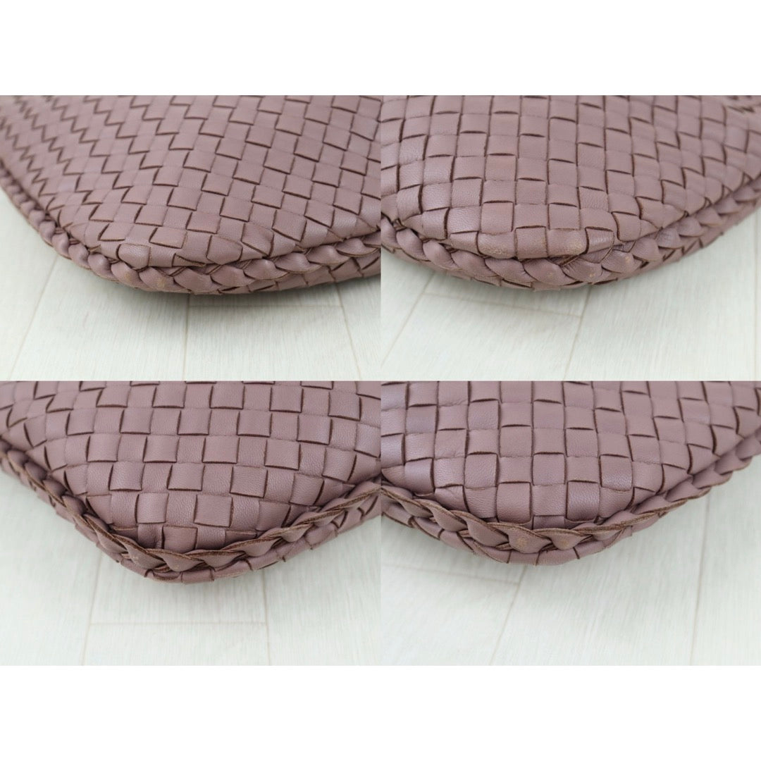 Include Entrupy Certificate of Authenticity｜Good ( Rank AB) Bottega Veneta Lamb Skin Braid Shoulder Bag Dark Purple Cameo｜S26041408