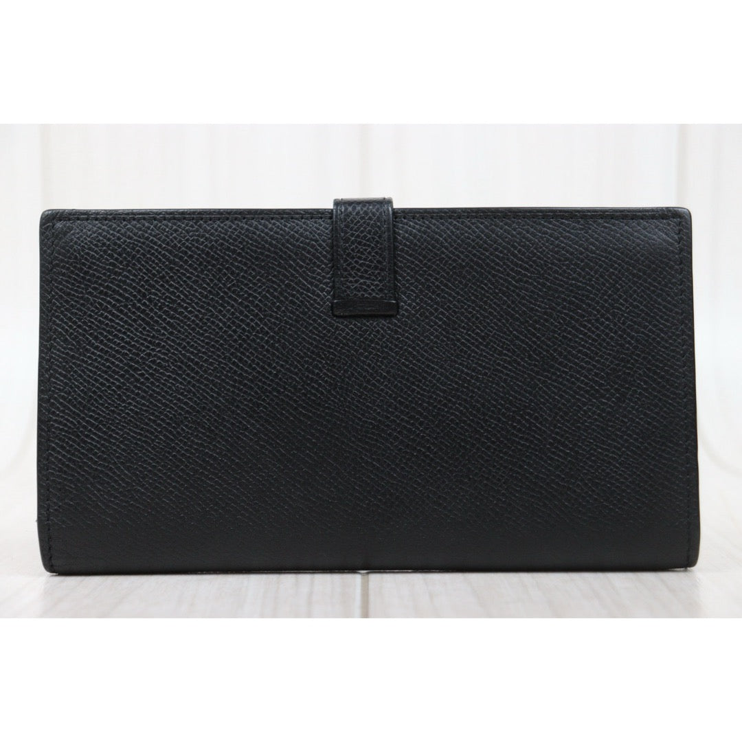 Good ( Rank AB)｜ HERMES  Epsom Leather Long Bearn Wallet Black □P Stamp Made In 2012Year｜S25110419