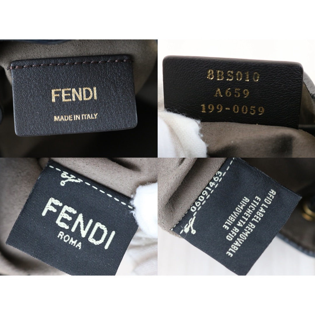 Good ( Rank AB)｜ FENDI Zucca Mini Mon Tresor Calf Leather Bucket bag Shoulder Bag Brown ｜S25122304