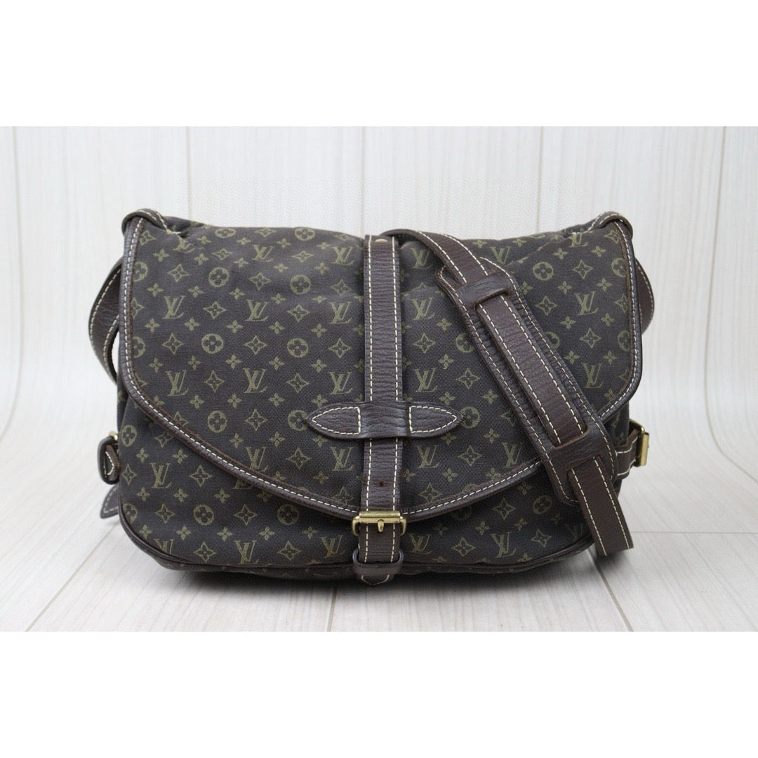 Rank AB｜LV Monogram Mini Run Saumur  Shoulder Bag Canvas Leather Brown｜24072401