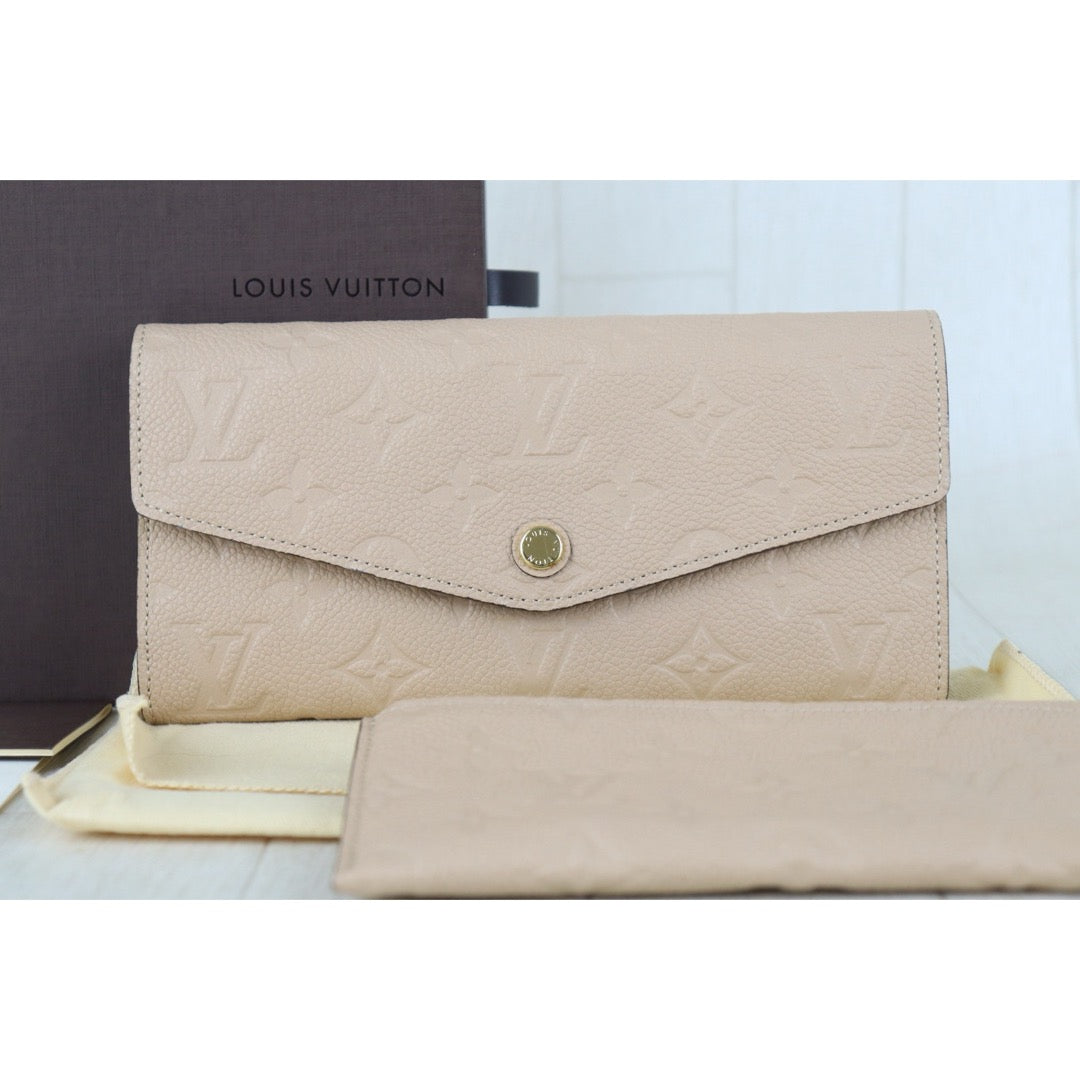 Include Entrupy Certificate of Authenticity｜Very Good ( Rank A)｜ Louis Vuitton Monogram Empreinte Long Wallet Turtledove｜Z26092101