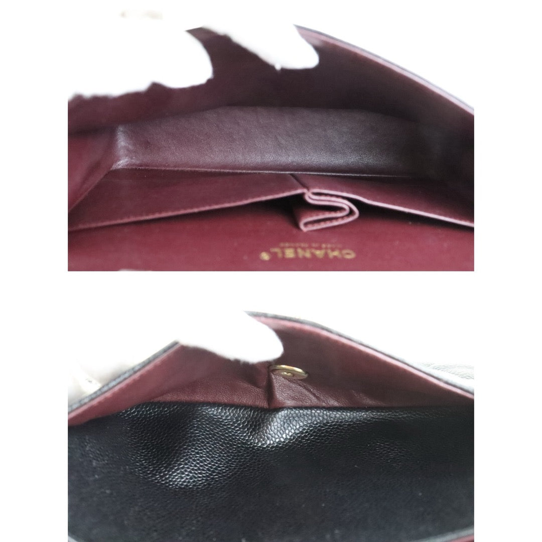 Good ( Rank AB)｜ CHANEL Caviar Skin Matrasse Chain Double Flap 25 Shoulder Bag Black Made In 2015~2016Year  ｜S26013006