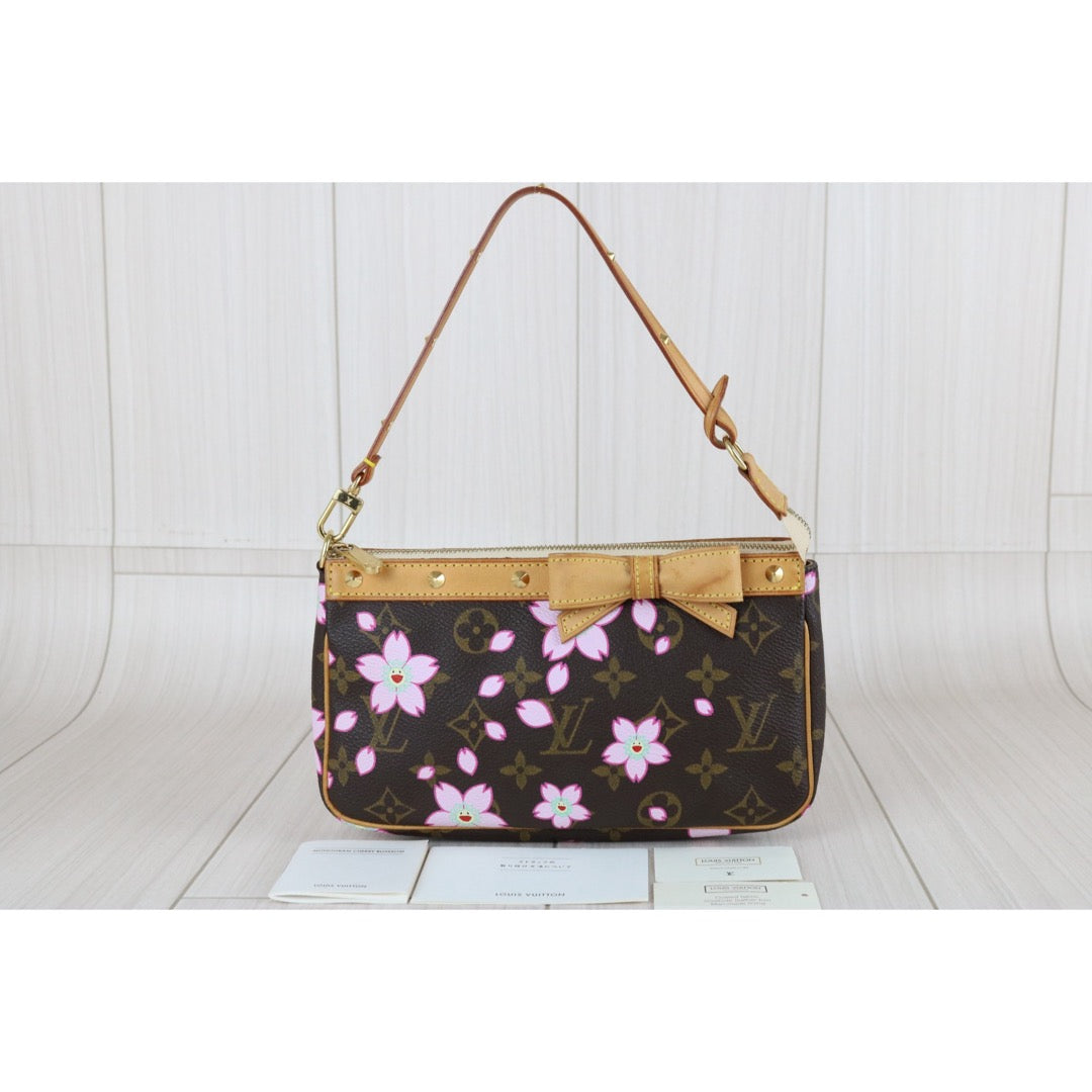 Include Entrupy Certificate of Authenticity｜Very Good ( Rank A) ｜  Louis Vuitton Takashi Murakam Sakura Monogram  Pochette Accessoires Limited edition｜S26031505