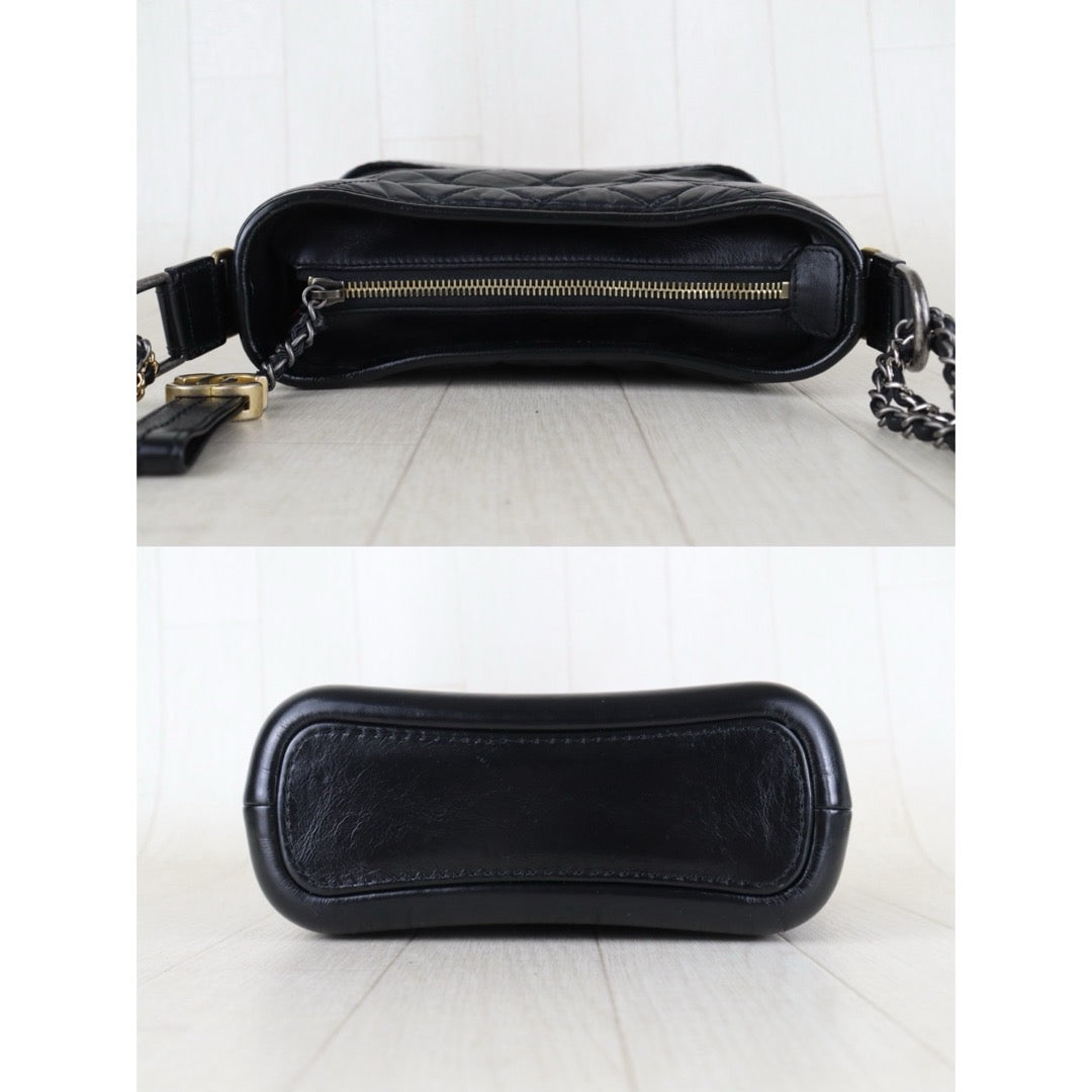 Include Entrupy Certificate of Authenticity｜Good ( Rank AB) ｜CHANEL PM Gabrielle Calf Leather Shoulder Bag Black Made In 2018Year｜S26073113