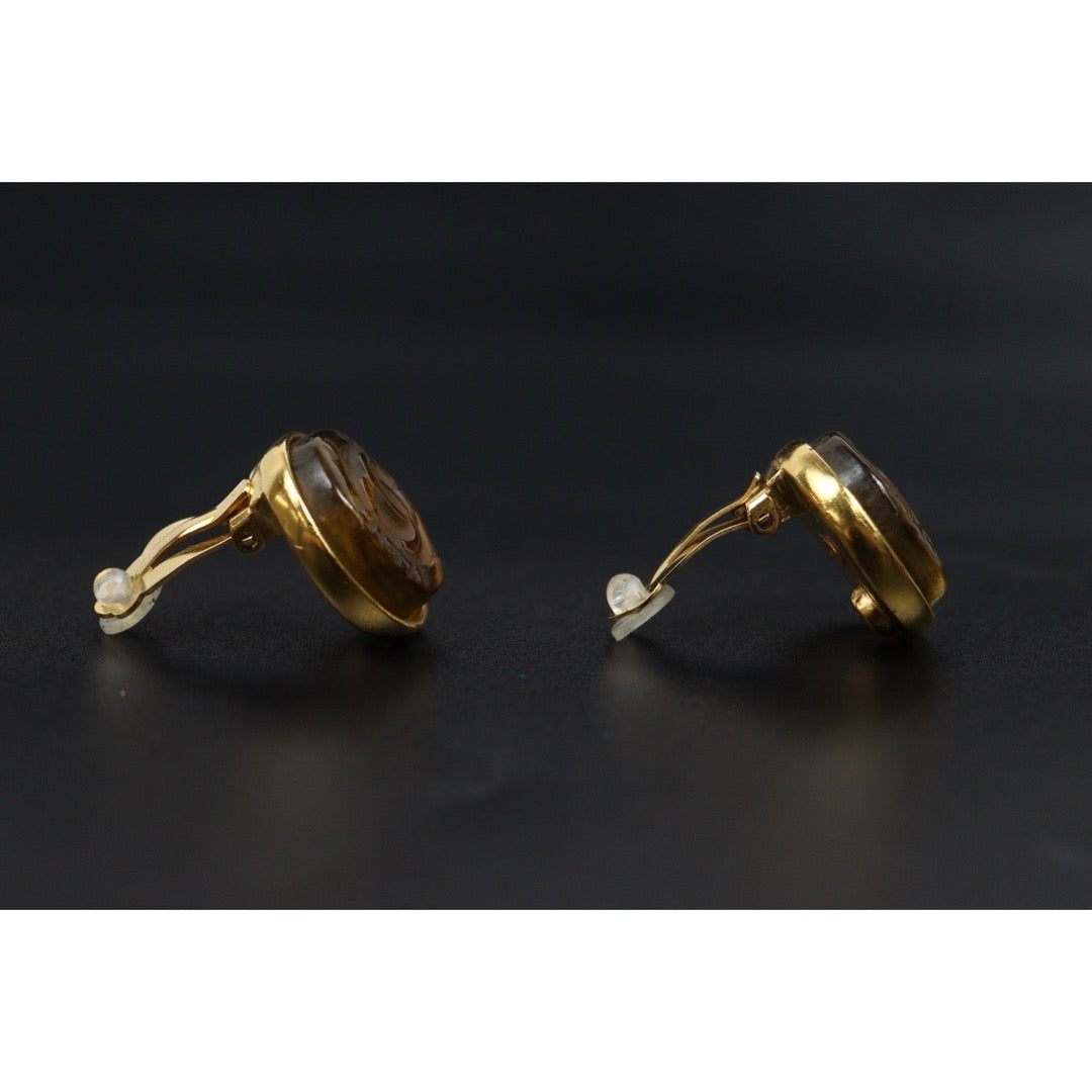 Include Authentic Detective Certificate of Authenticity｜Very Good ( Rank A) ｜CHANEL 99A COCO Mark Amber Vintage Earrings Made In 1999Year｜Y26040606