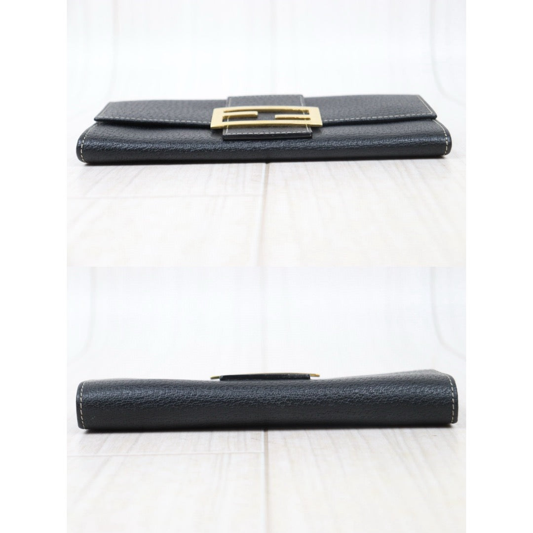 Very Good ( Rank A) ｜ FENDI Leather Calf Black Long Wallet  ｜24120504