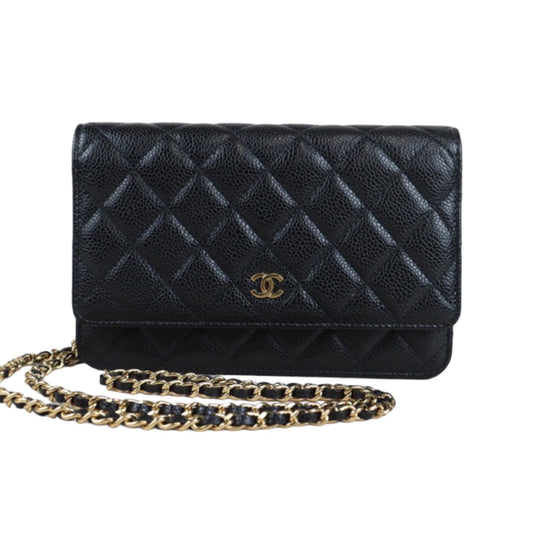 Rank SA Full Set｜ CHANEL Matelasse Caviar Skin Chain Wallet Black Gold Hardware ｜23080312