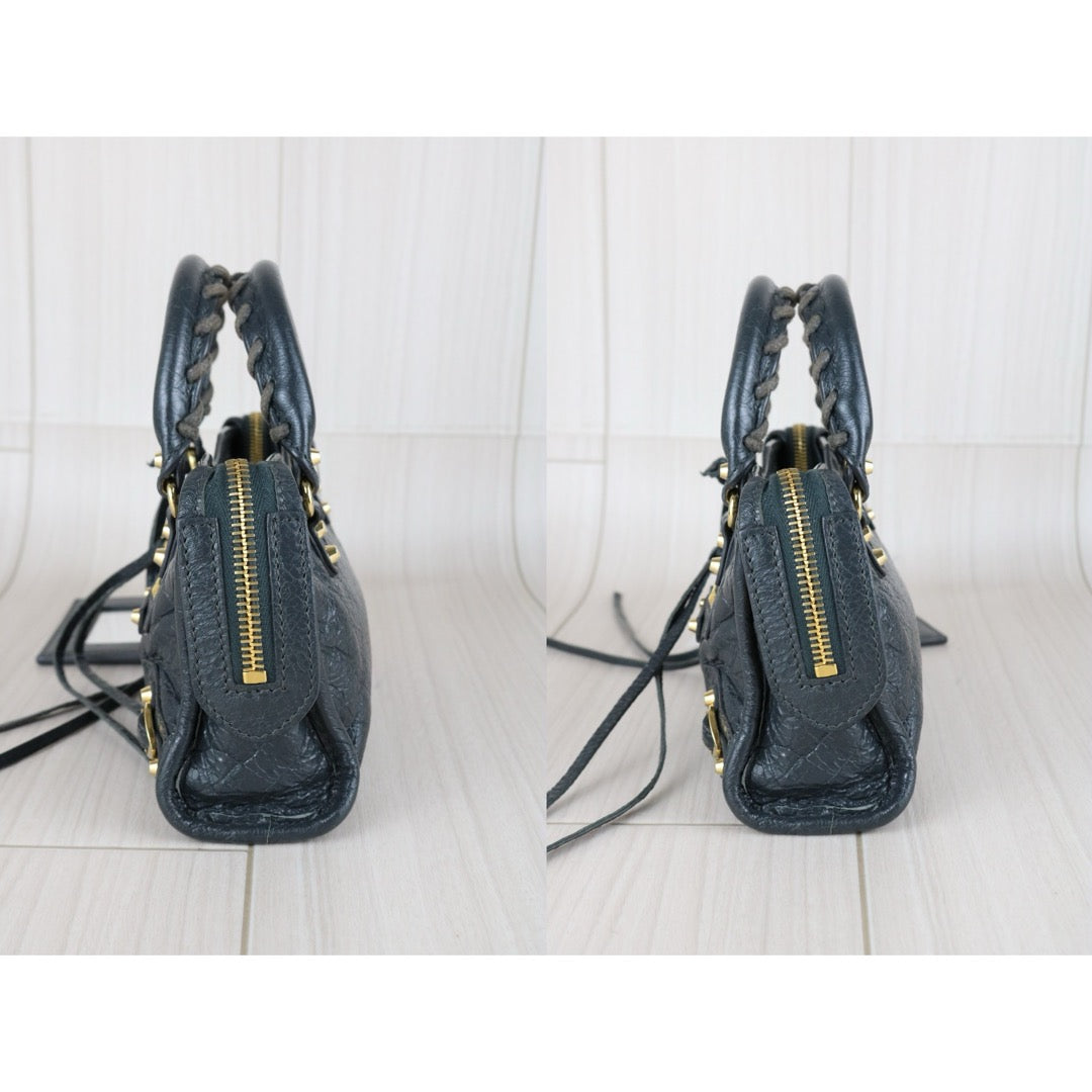 Good ( Rank AB)｜Balenciaga nano classic city Shoulder Bag Grey Golden Hardware｜S25070702