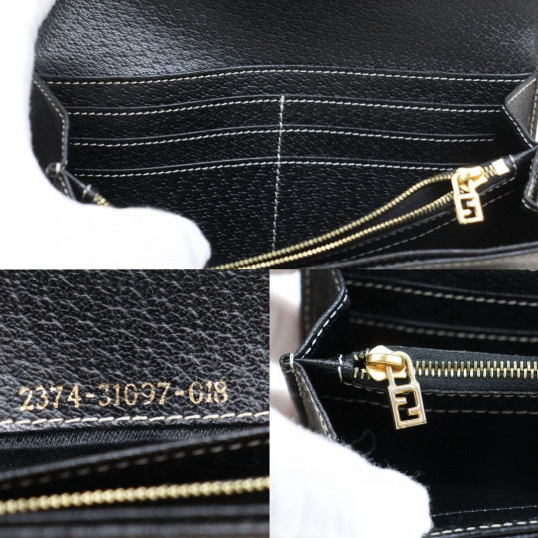 Very Good ( Rank A) ｜ FENDI Leather Calf Black Long Wallet  ｜24120504