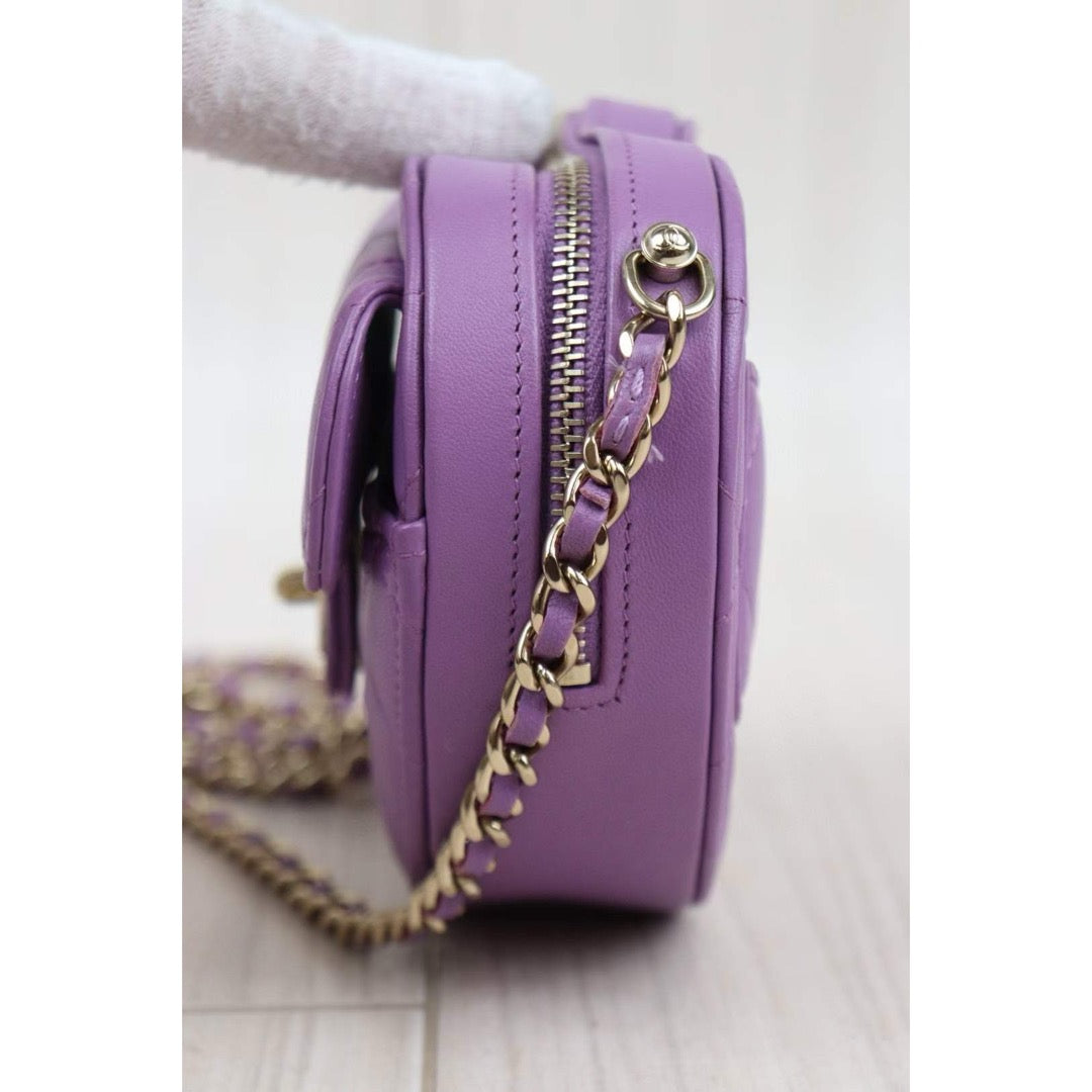 For Mei Decor only CHANEL Matlasse Heart Purple  Shoulder Bag  ｜V24031230