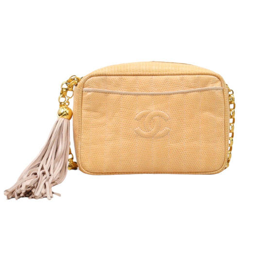 Good ( Rank AB)｜ CHANEL Lizard Skin  Hollow Chain Bag  Made In 1991-1994 Year ｜P24061133