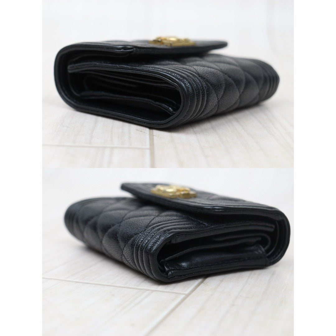 Good ( Rank AB)｜CHANEL Leboy Caviar Skin Black Wallet Made In 2019 Year｜24121204