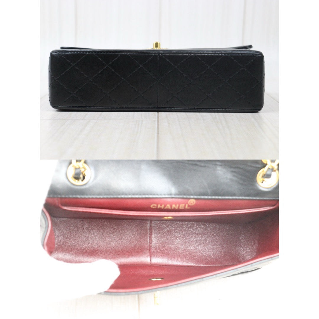 Good ( Rank AB)｜ CHANEL  Lamb Skin Black Single Flap 25  Shoulder Bag Made in 1989-1991 Year ｜P24110107