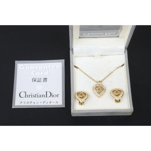 Very Good ( Rank A) ｜ Dior CD Rhinestone Necklace Earring Set ｜24101017