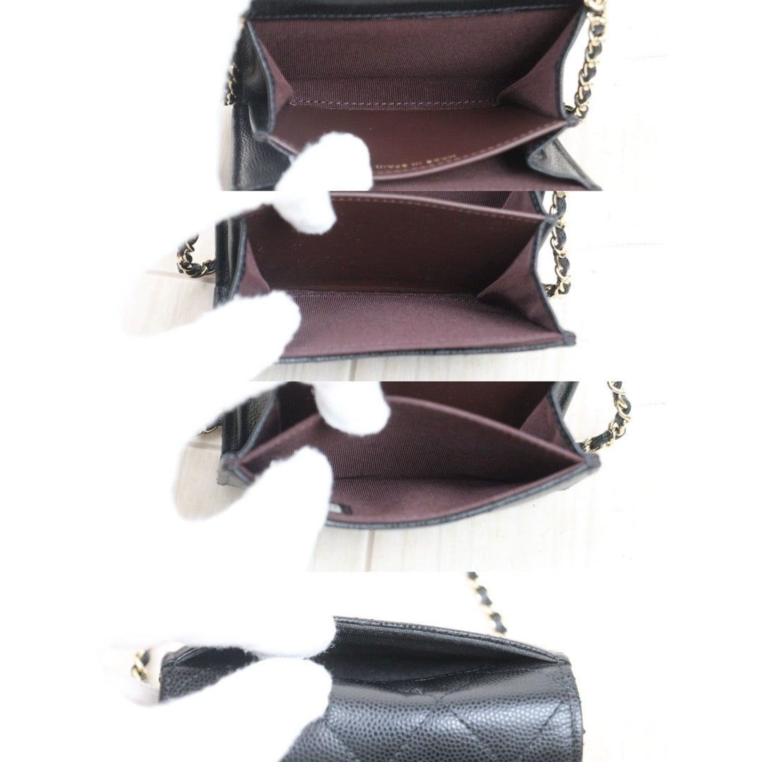 Excellent（Rank SA）｜CHANEL Caviar Skin Matelasse  Chain Mini WOC Black  Made in 2021-2022 Year ｜S25071004