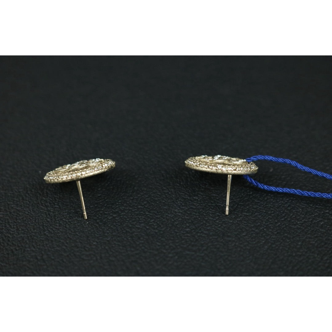 Include Authentic Detective Certificate of Authenticity｜Very Good ( Rank A) ｜CHANEL B20S COCO Mark  Circlet Rhinestone Earrings Made In 2020 Year｜S26062504