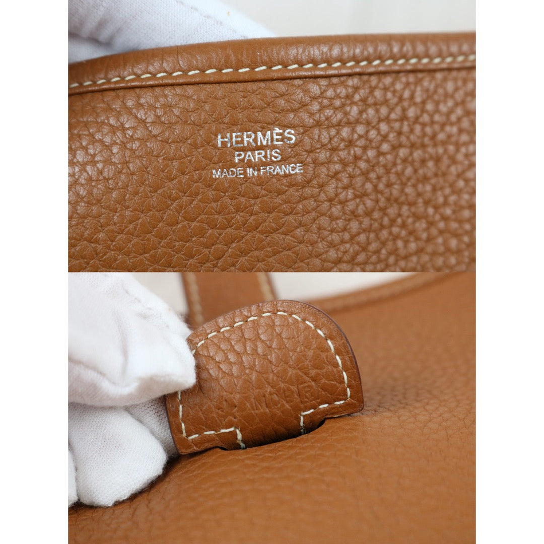 Include Entrupy Certificate of Authenticity｜Good ( Rank AB)｜ HERMES TC Leather Evelyne 33 Shoulder Bag Golden Brown □R Stamp Made In 2014Year｜W26040824