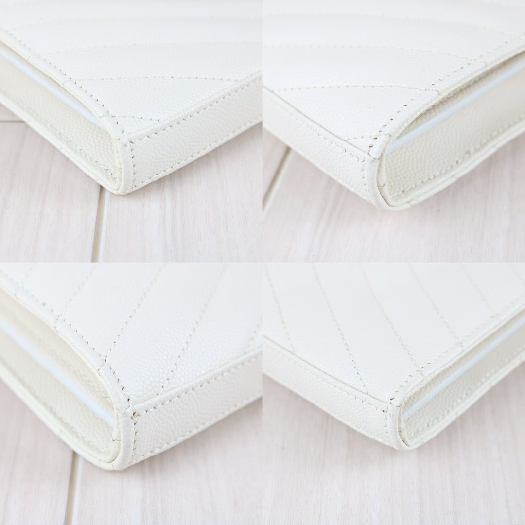 Include Entrupy Certificate of Authenticity｜Very Good ( Rank A)｜ Saint Laurent YSL Caviar Skin Shoulder Bag White MM｜X26041417